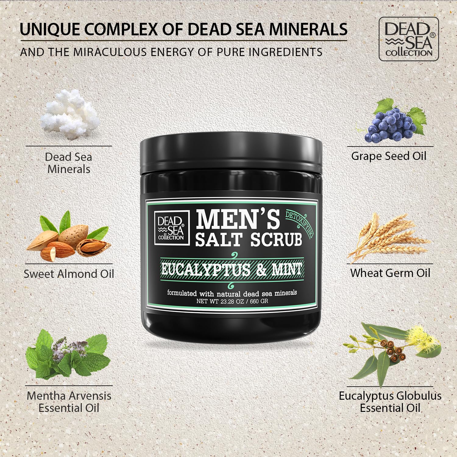 Dead Sea Collection aroma mentol eucalipto, sensación vigorizante en la piel.