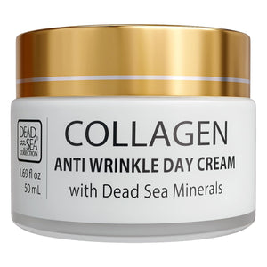 Crema facial Dead Sea Collection con colágeno 3x para uso diario, hidratación profunda.
