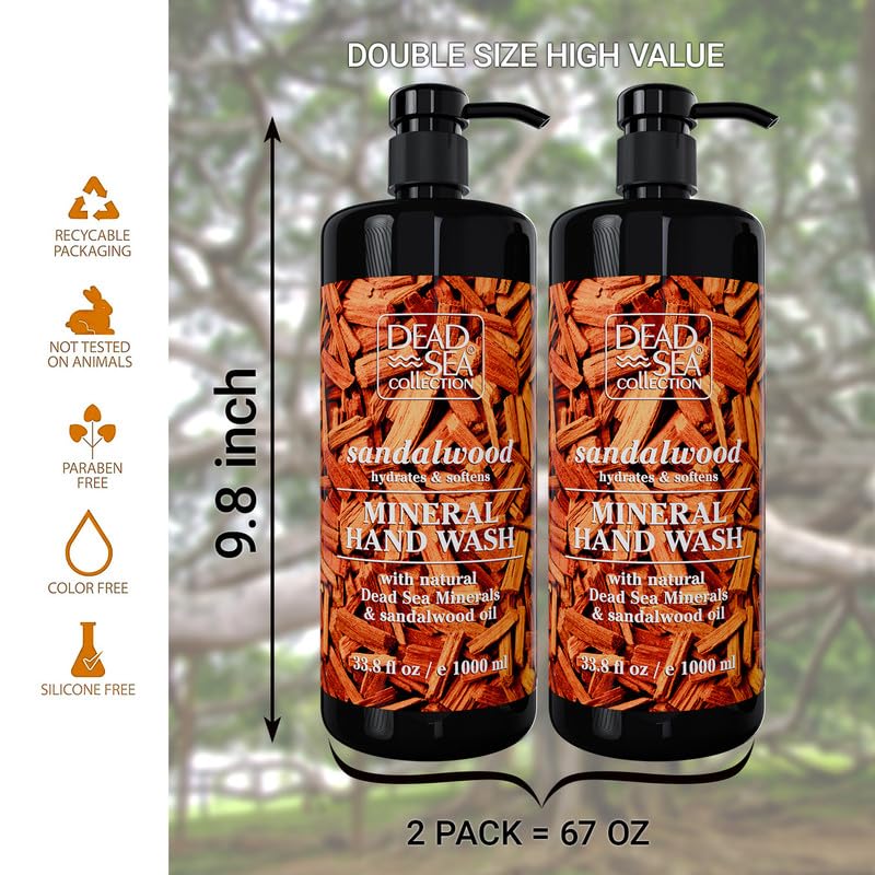 Dead Sea Collection dos botellas jabón sandalo: práctico para el baño diario.