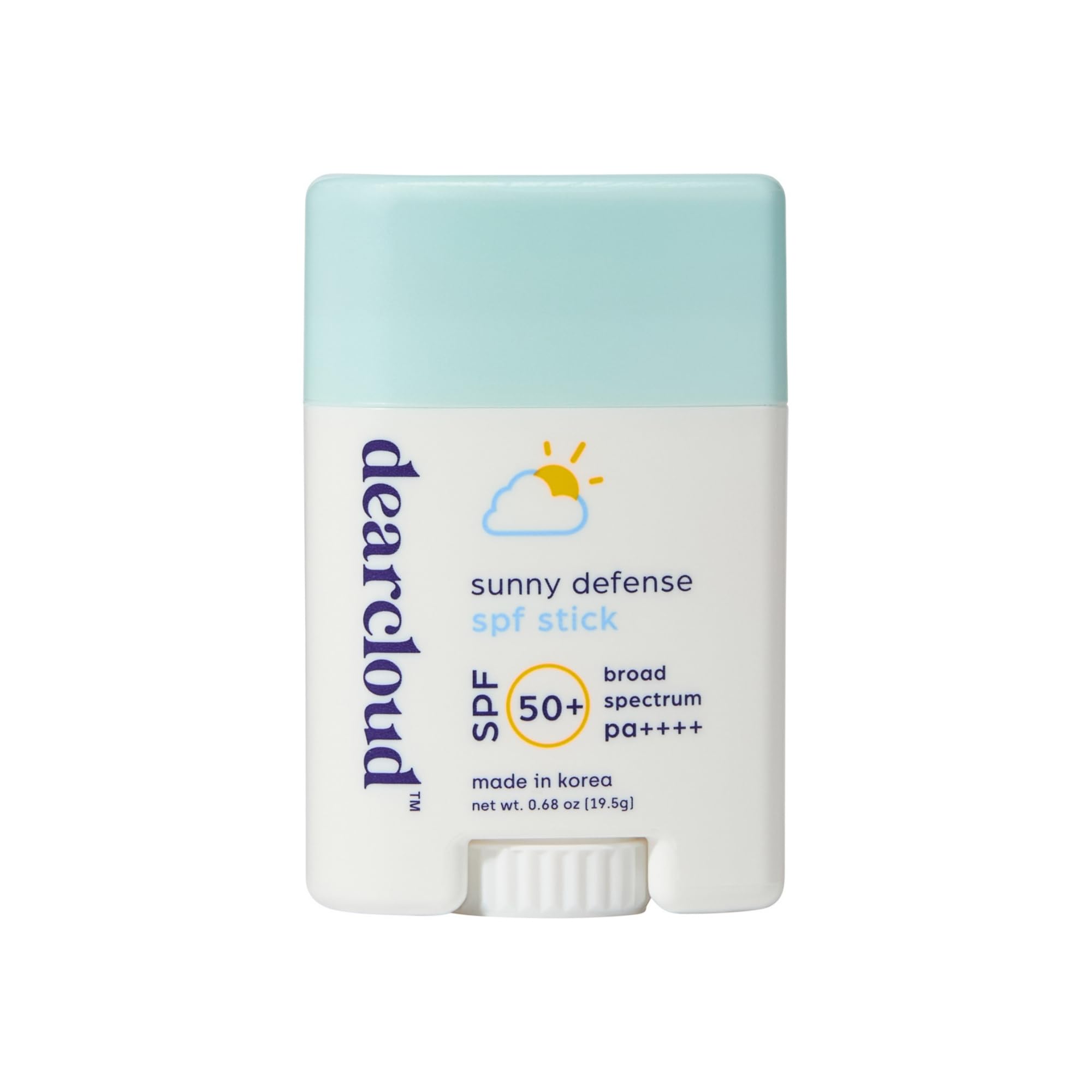 dearcloud Sunny Defense Stick, aplicación suave sin residuo y protección SPF50 para la piel.