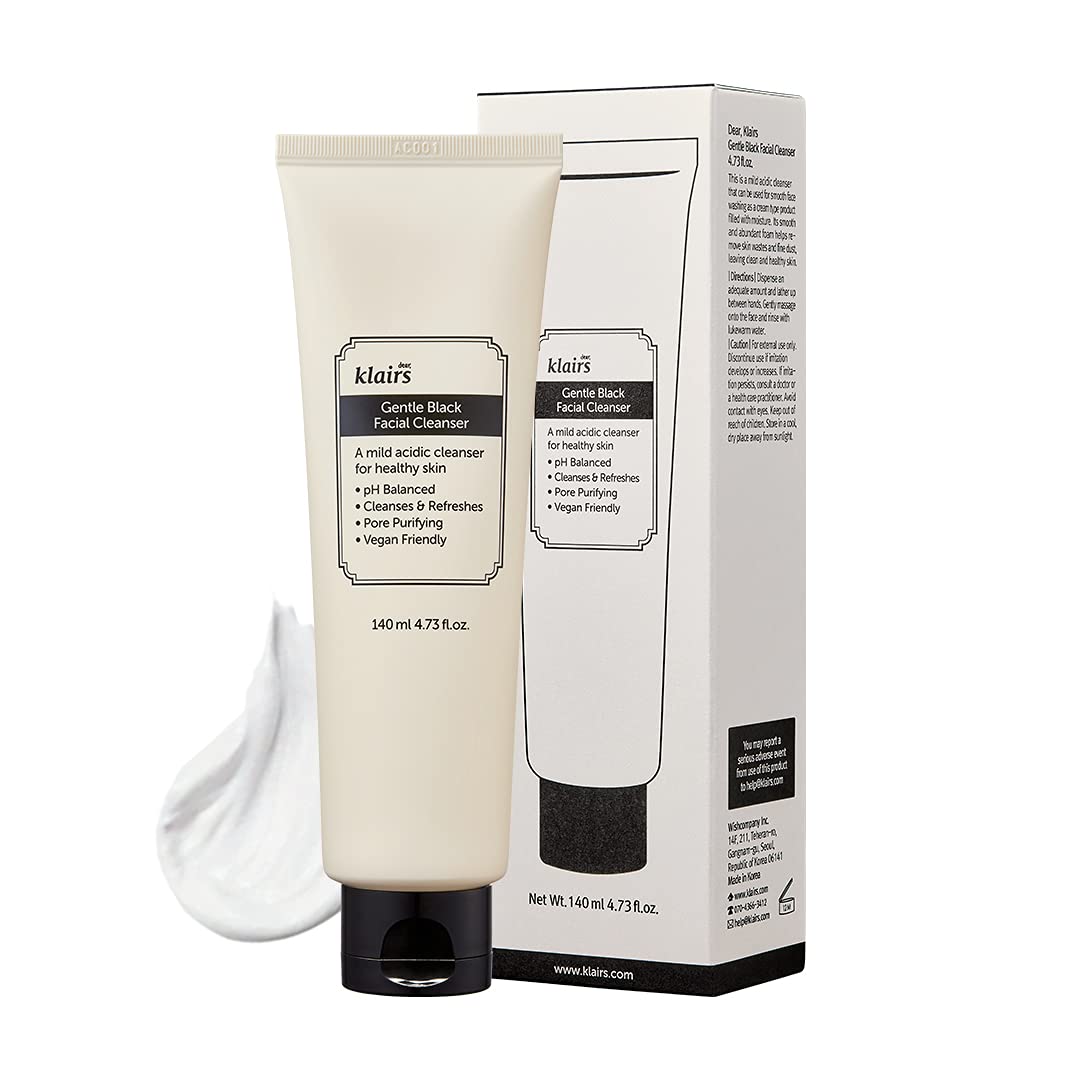 DearKlairs limpiador facial negro suave en botella para limpieza diaria