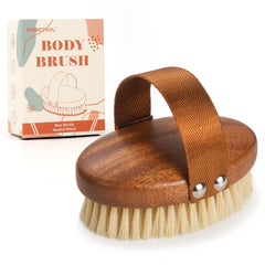 DEBETOOL cepillo de cuerpo con cerdas de jabalí natural para exfoliar suavemente.