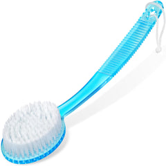DecorRack cepillo de baño con mango largo azul para exfoliar la piel del cuerpo.