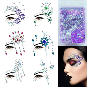 DECOYARDOO gemas faciales: conjunto de 6 láminas para decoraciones brillantes