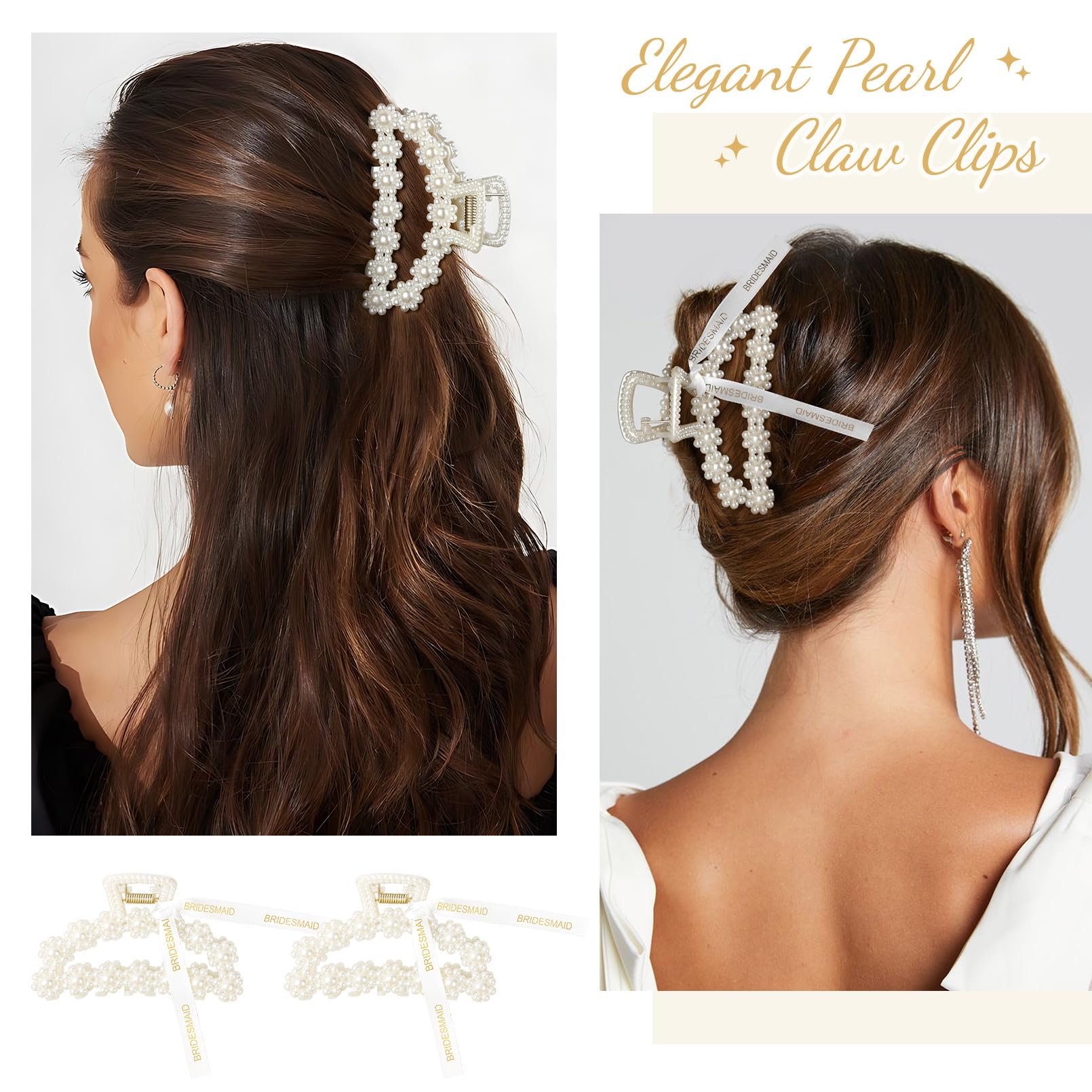 PINZA DEEKA con perlas y lazo, regalo elegante para novias.