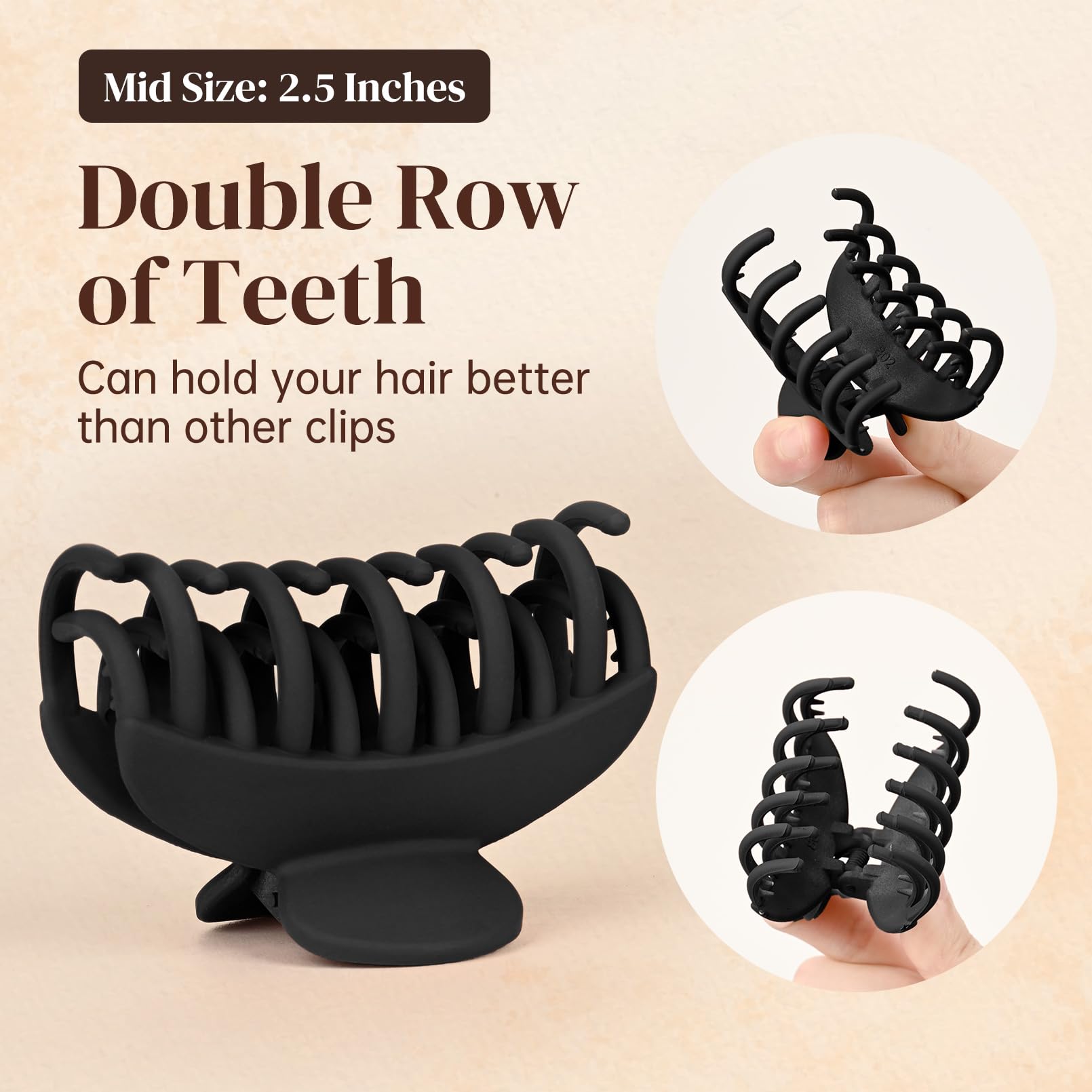 Pinza para cabello DEEKA de doble hilera de dientes, agarre firme para peinados duraderos.