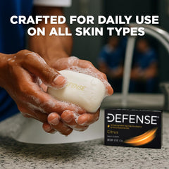 Defense Soap Citrus Bar, aroma cítrico destacado para duchas post-entrenamiento.