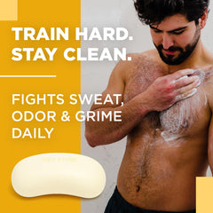 Defense Soap Citrus Bar, espuma cremosa lista para una limpieza profunda.