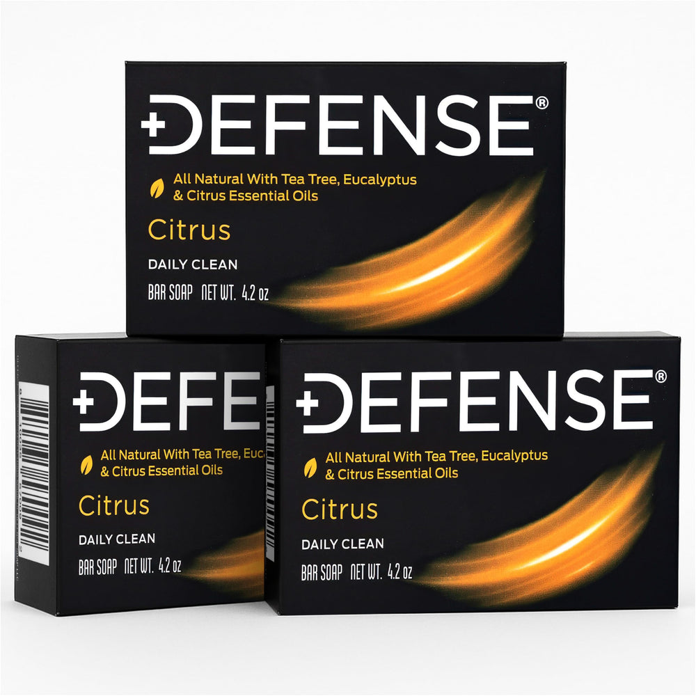 Defense Soap Citrus Bar, ideal para higiene diaria después de ejercicio intenso.