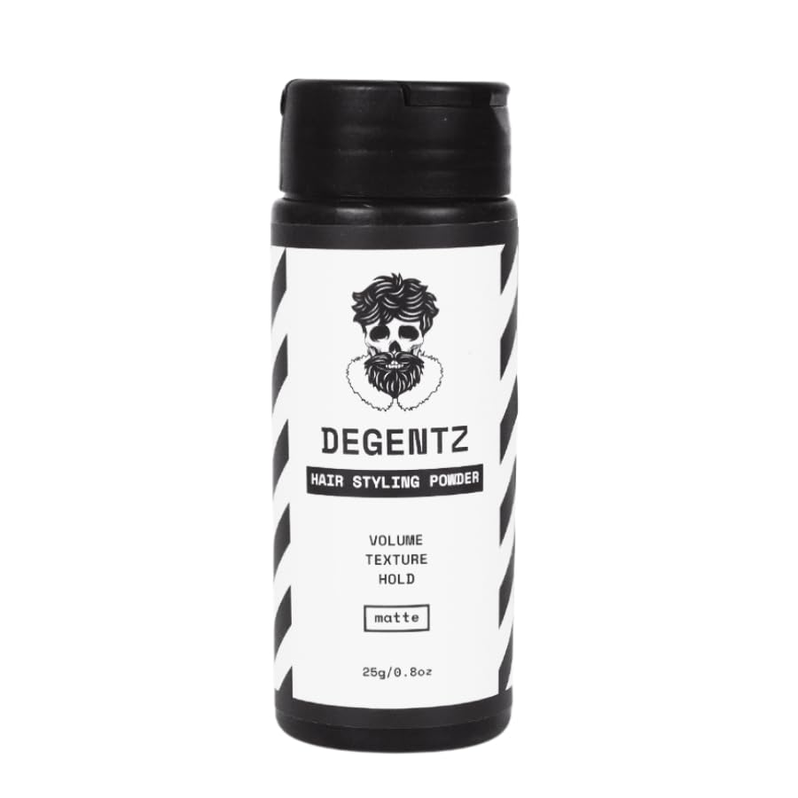 Polvo DEGENTZ para peinado: acabado natural y fijación maleable diaria.