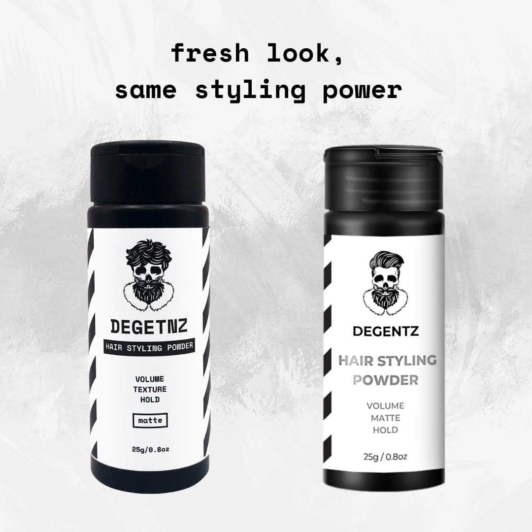 Polvo DEGENTZ para cabello: efecto mate y control de volumen para looks modernos.
