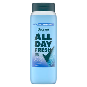 Degree All Day Fresh, botella vertido, sensación de limpieza profunda que perdura.