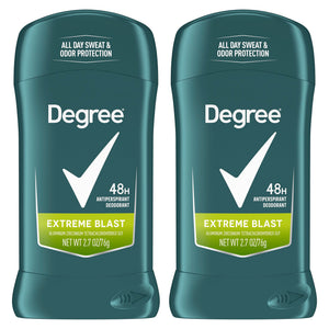 Degree Men Extreme Blast: botella frontal, sensación fresca duradera.