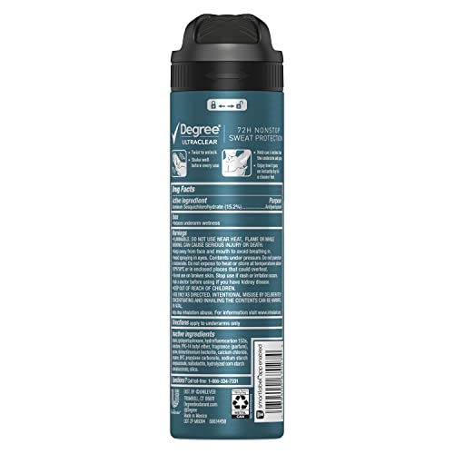 Degree Men UltraClear boquilla spray, aplicación limpia y seca para ropa oscura.