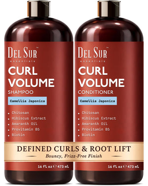 Del Sur champú para cabello rizado: botella brillante con volumen natural.