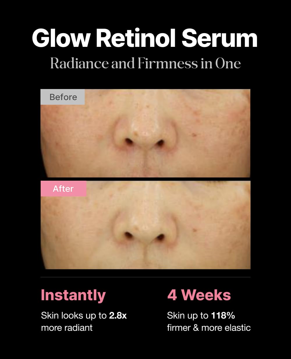 Delere Caviar Serum, enfoque en poros suavizados del contorno facial.