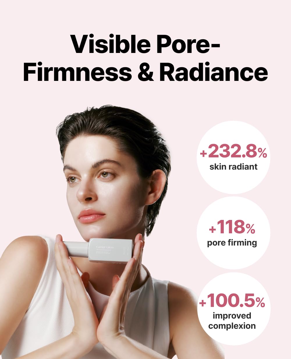 Delere Caviar Serum, envase de vidrio transparente que comunica pureza y cuidado.