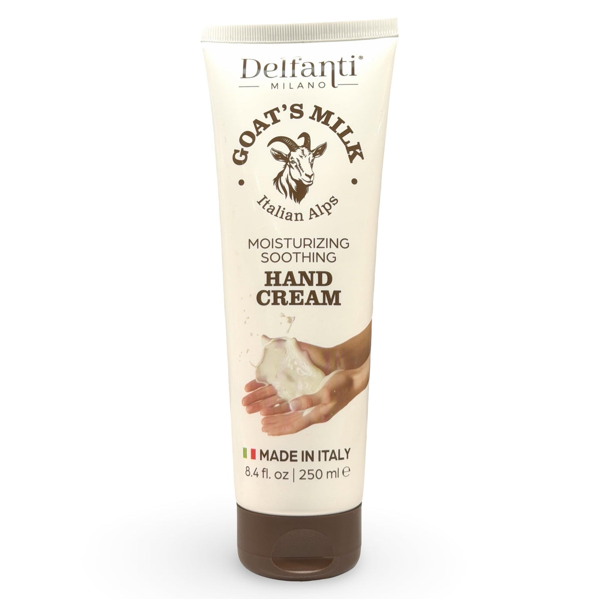Delfanti-Milano crema manos leche de cabra, hidratación profunda.