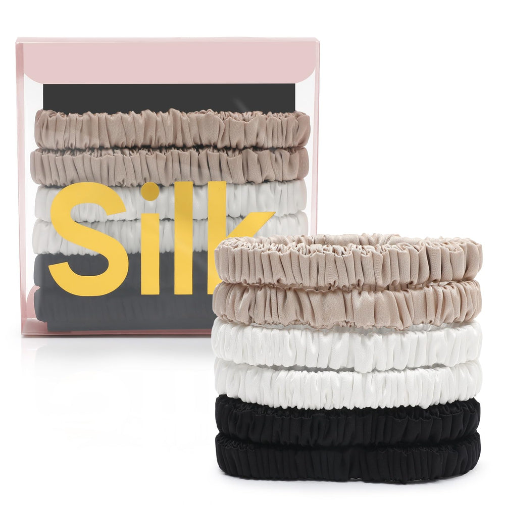 DEMAZALO scrunchies de seda 22 momme color07, ideal para cabello fino sin daño