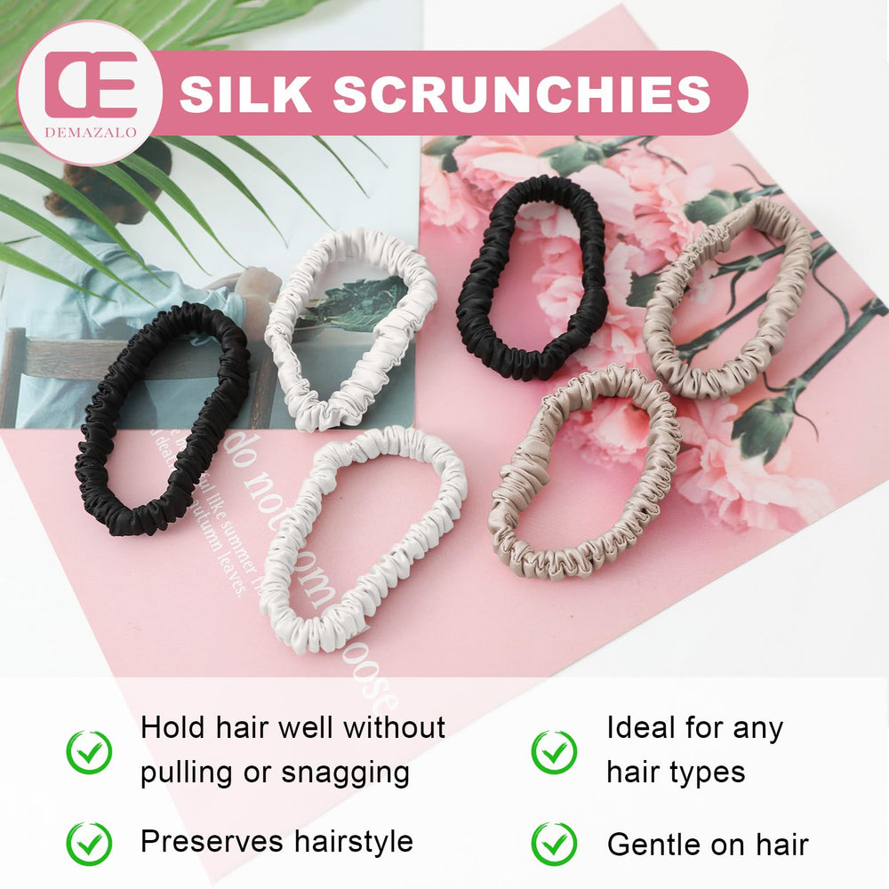 DEMAZALO conjunto de 6 scrunchies seda, 3 colores, ideal para combinar