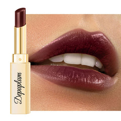 Depuplum barra de labios marrón oscuro: empaque elegante para viaje diario.