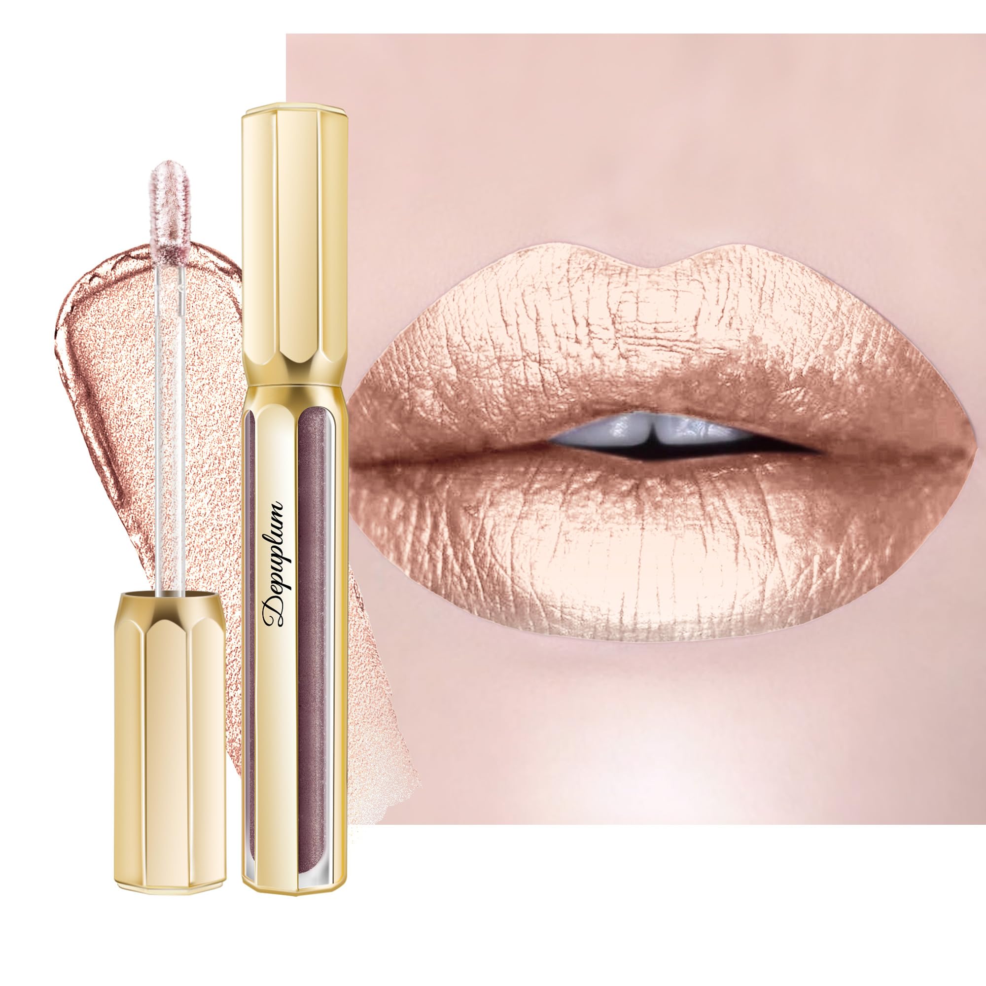 Barra de labios metálica Depuplum Moonlight con empaque de lujo.