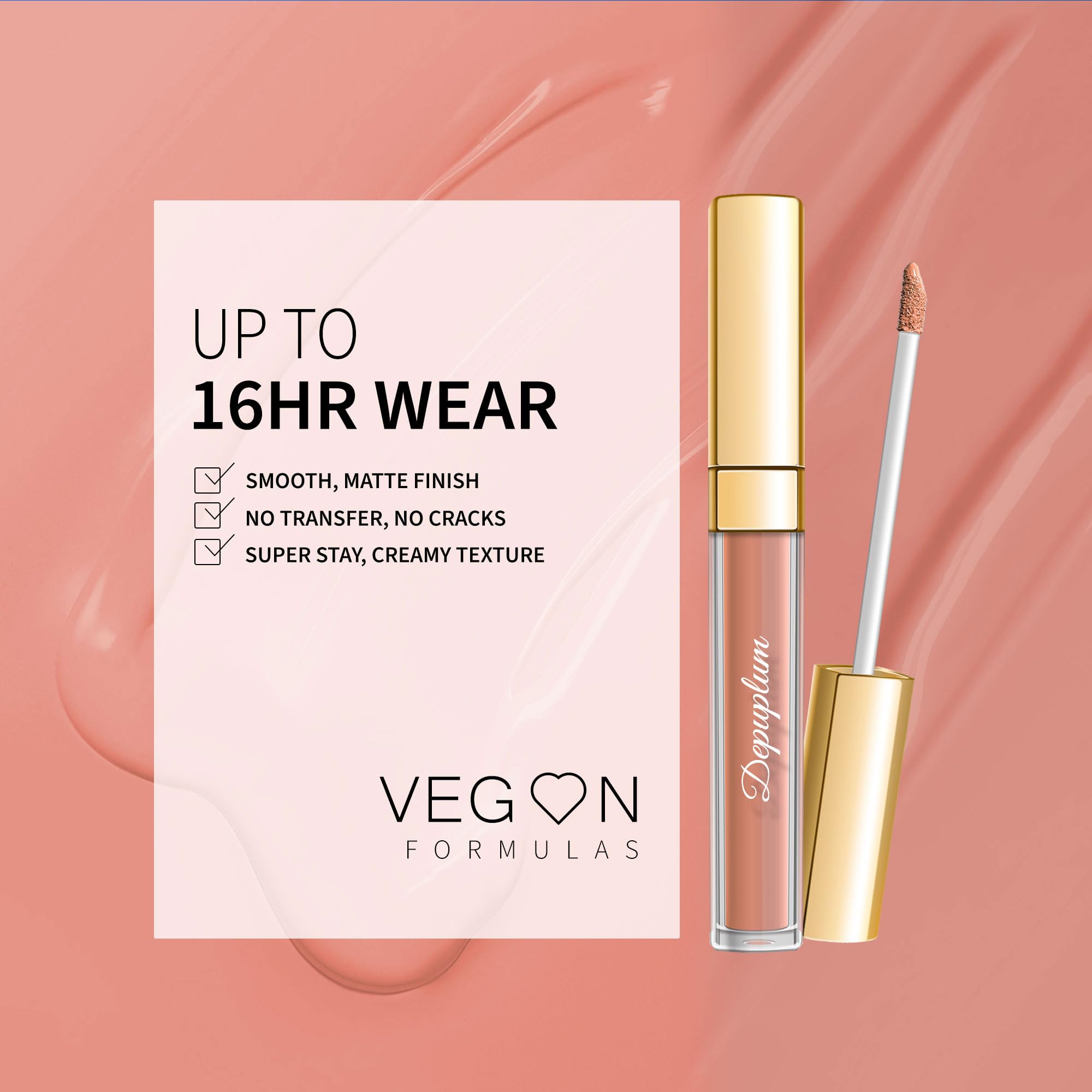 Fórmula vegana de Depuplum con rosa y vitamina E cuida y suaviza labios