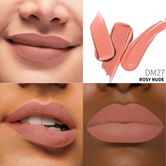Depuplum laboratorio labial mate rosado suave muestra acabado mate intenso y duradero