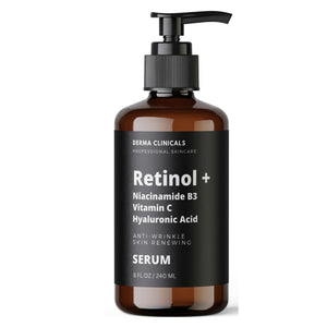 DERMA CLINICALS suero con retinol y niacinamida, botella con bomba para diario.