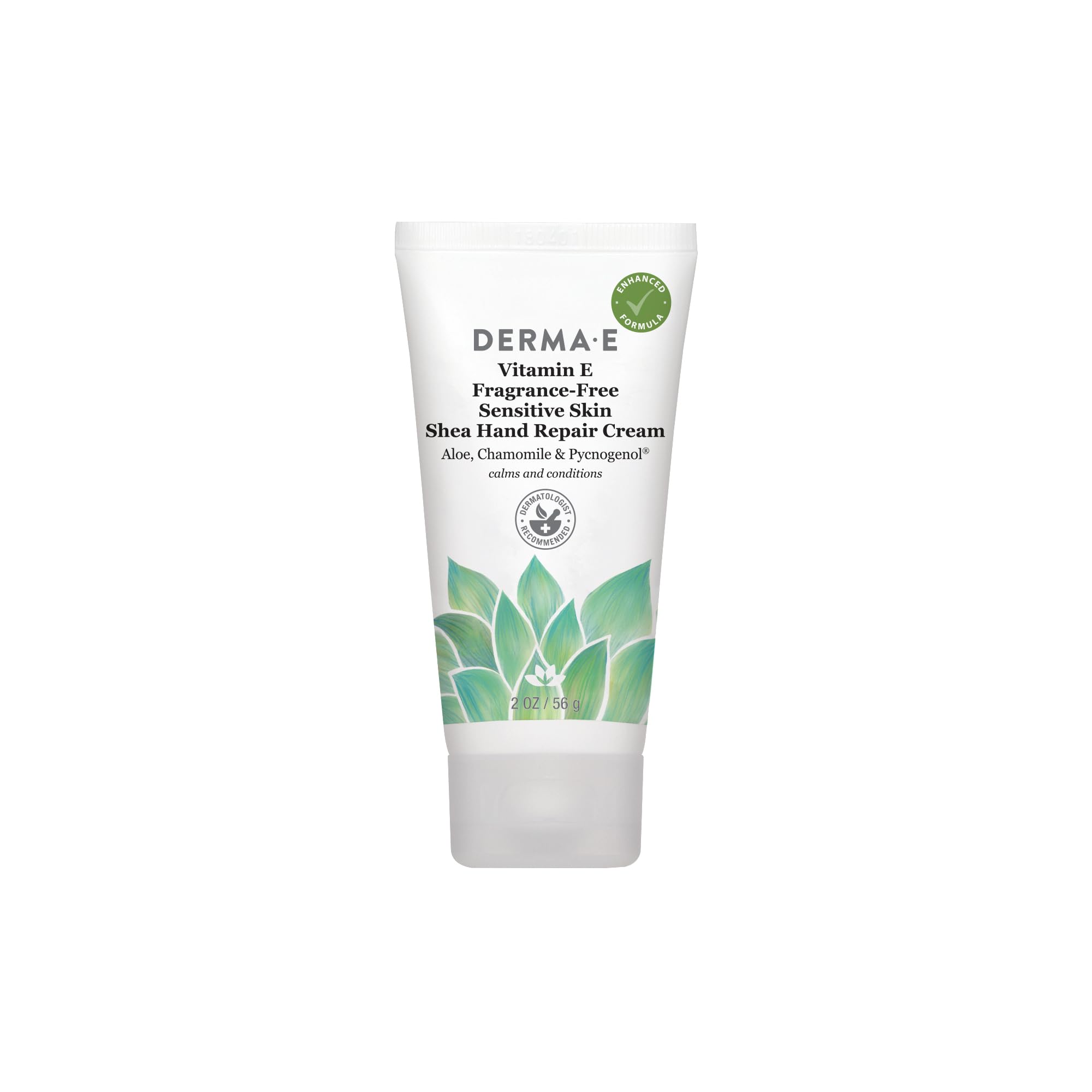 Derma E crema manos Vitamina E sin fragancia en envase compacto para uso diario.