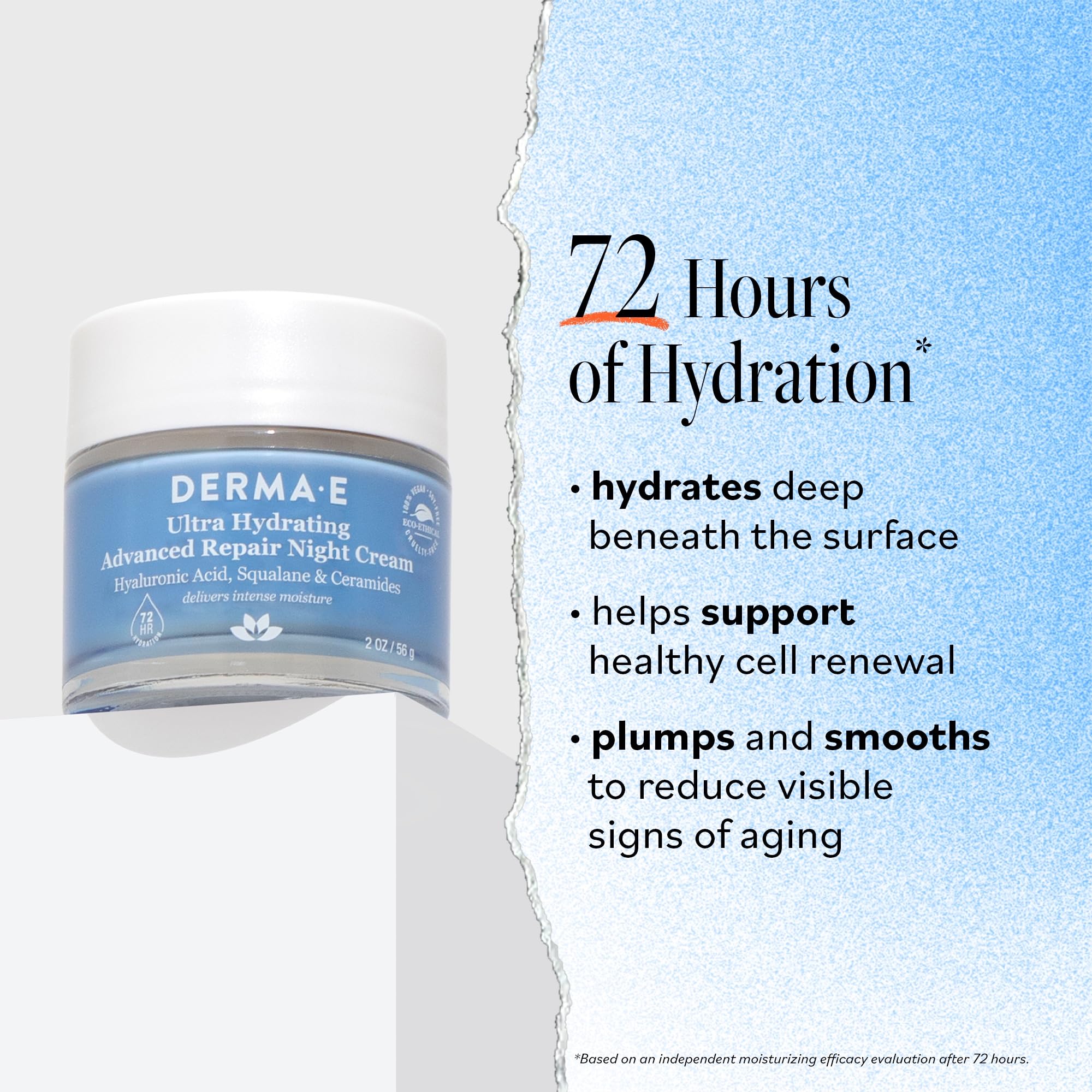 Derma E crema noche, textura rica que aporta suavidad al aplicar.