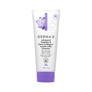 Derma E limpiador gel suave en botella para limpieza diaria.