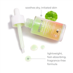 DERMA E Pure Biome Balancing Serum, aplicación en la mano, absorción rápida.