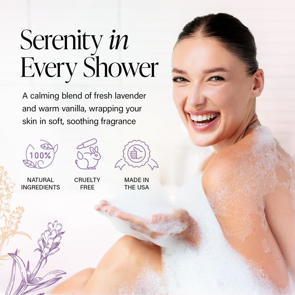 Derma-Nu Espuma Ducha: botella, textura cremosa, aroma lavanda para un momento relajante