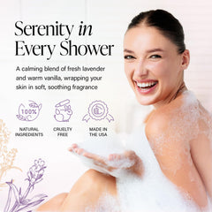 Derma-Nu Espuma Ducha: botella, textura cremosa, aroma lavanda para un momento relajante