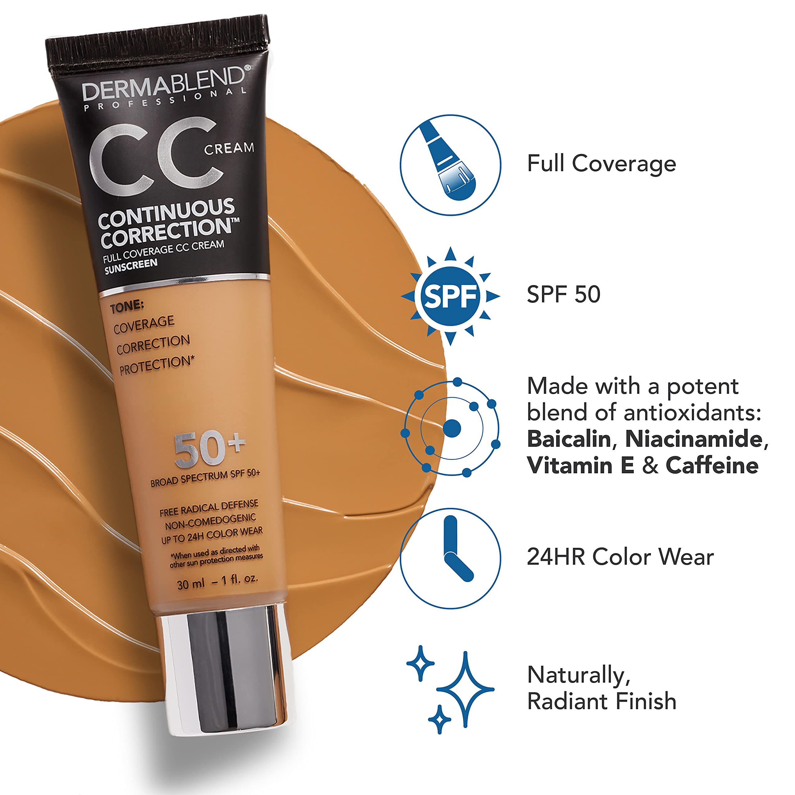 Dermablend cobertura completa y ligera para piel cómoda durante todo el día.