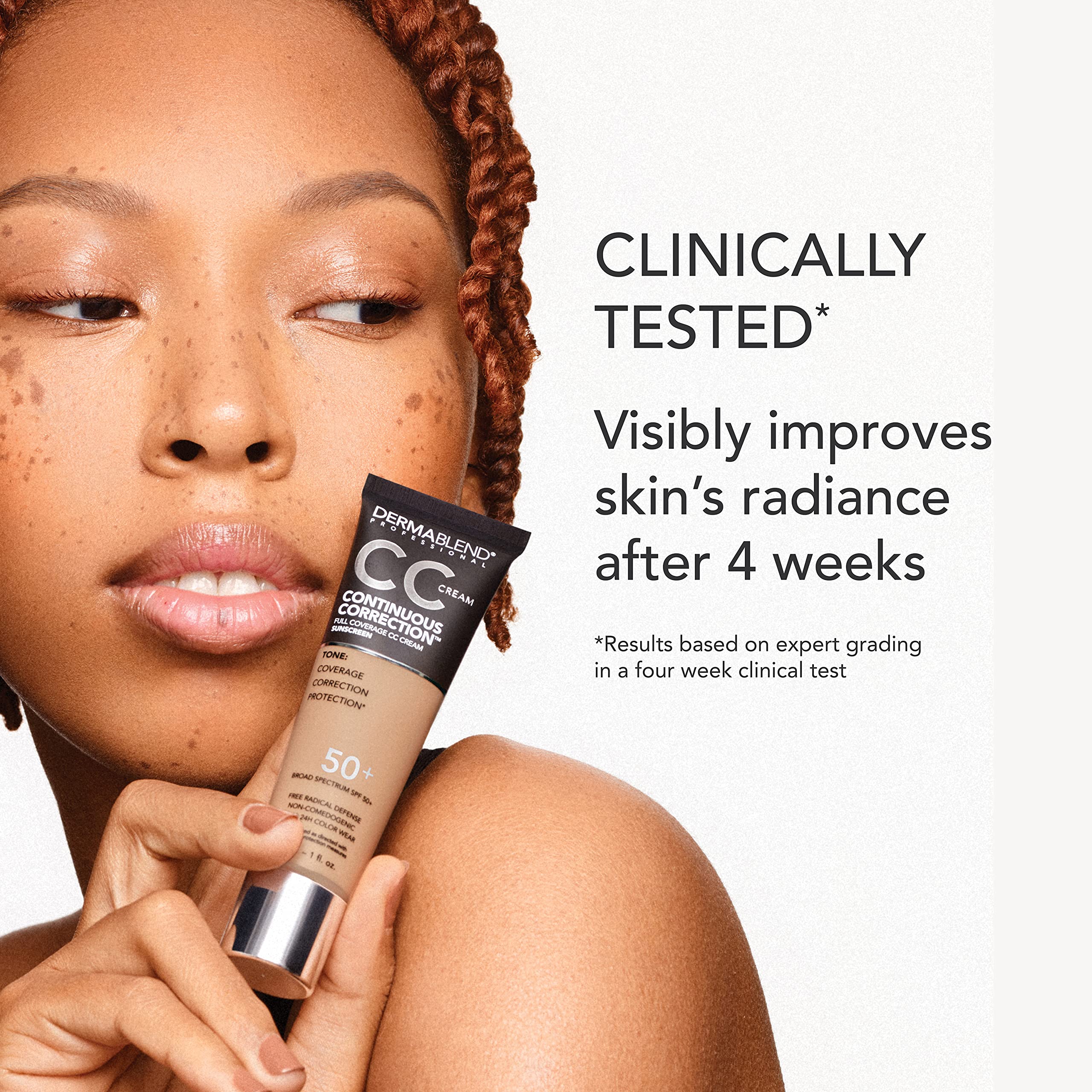 Dermablend cobertura total, corrige tono sin efecto máscara.