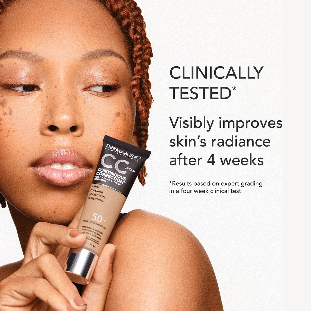 Dermablend cobertura total, corrige tono sin efecto máscara.