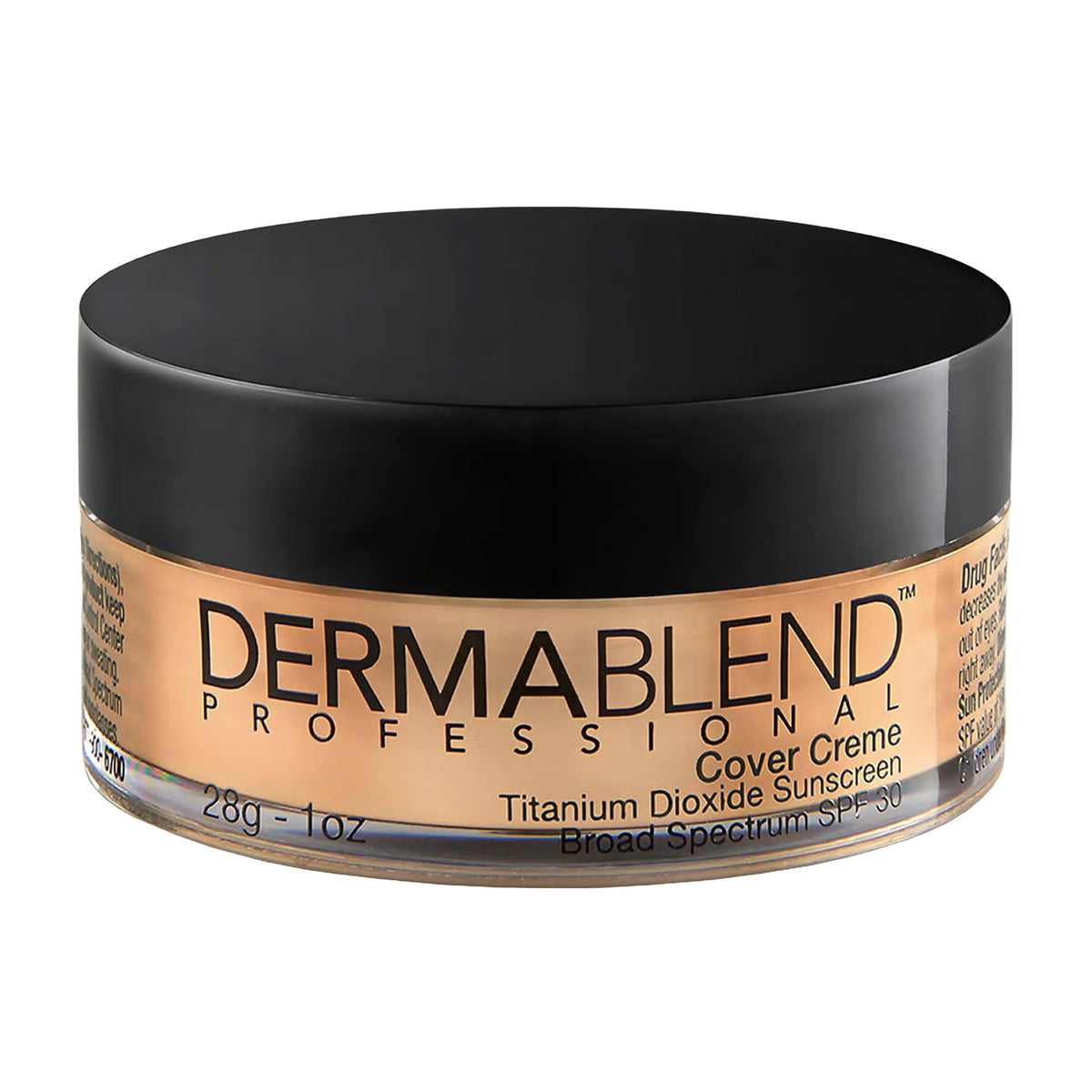 Dermablend Cover Crème frasco de 1 oz con cobertura total y acabado natural.