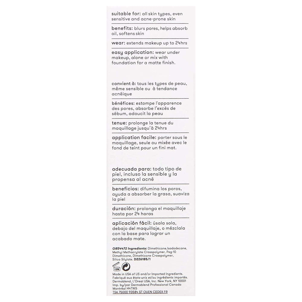 Textura ligera de Dermablend Poresaver Matte Primer para un lienzo suave.