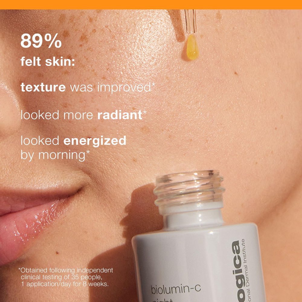 Brillo renovado al despertar gracias a BioLumin-C Night Restore.