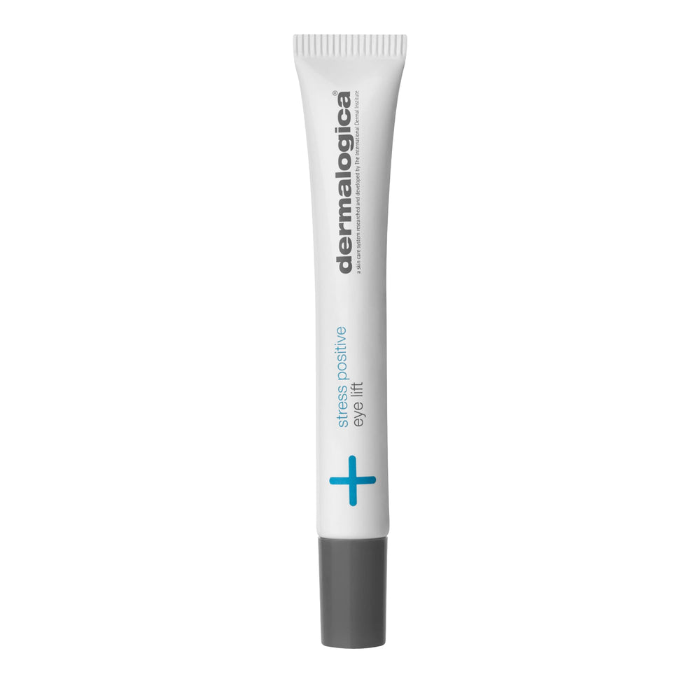 Dermalogica Stress Positive Eye Lift Mask envase del producto iluminando la mirada