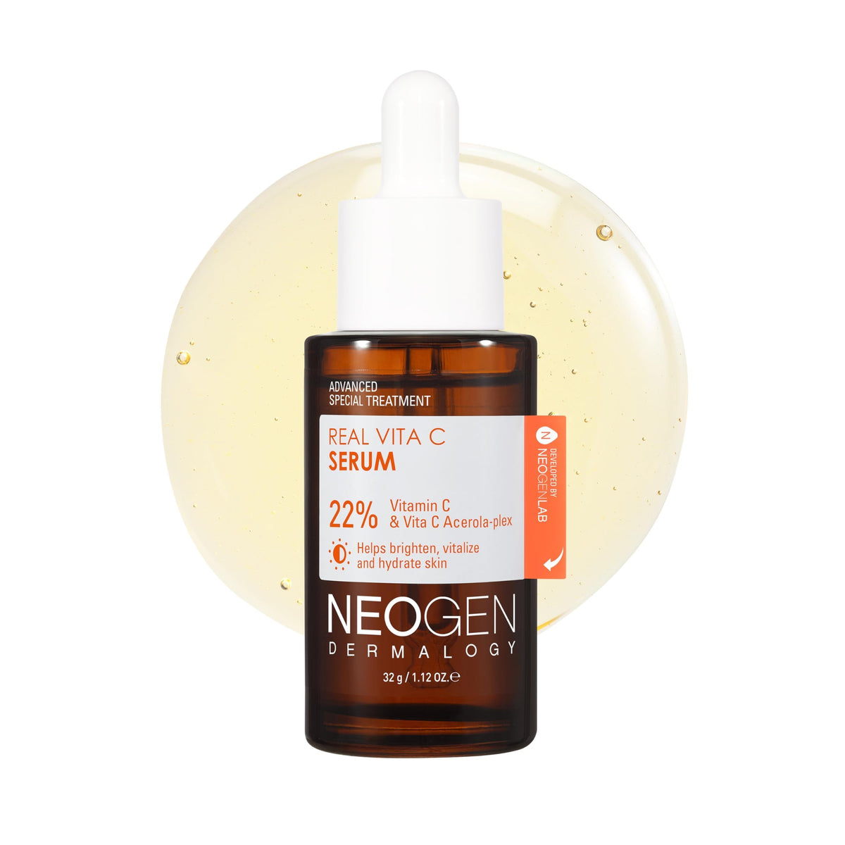DERMALOGY Real Vita C Serum en botella, aporta claridad y brillo a la piel.