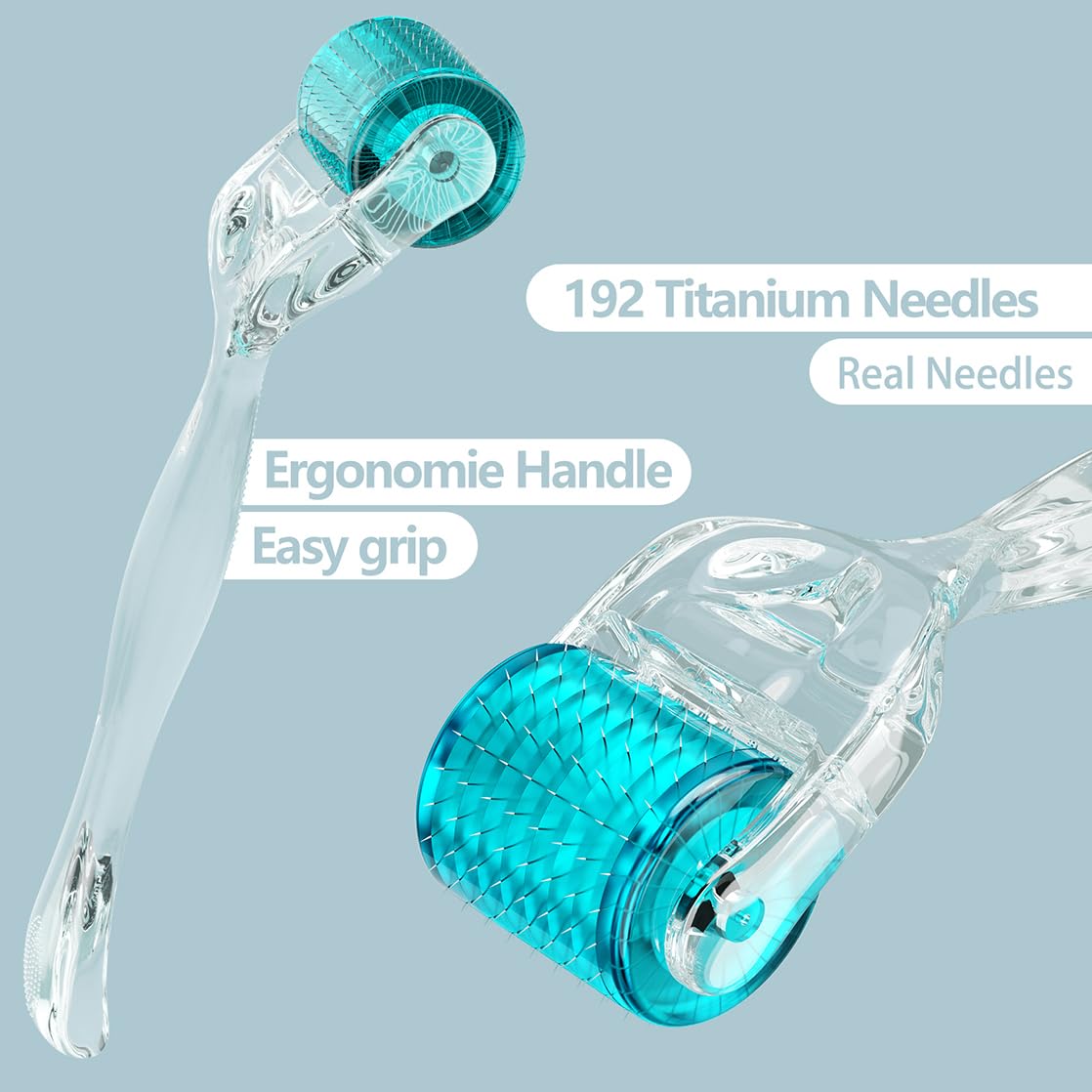 GXBRSY Derma Roller: diseño ergonómico en la mano para un manejo cómodo.