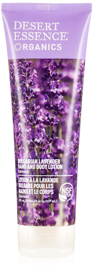 Desert Essence loción lavanda búlgara, botella de 8 onzas, aroma calmante para piel suave.