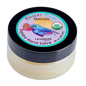 Desert Oasis Skincare bálsamo de lavanda para manos, alivia sequedad y suaviza la piel.