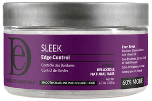 Design Essentials Sleek Edge Control: botella muestra brillo y definición para bordes suaves