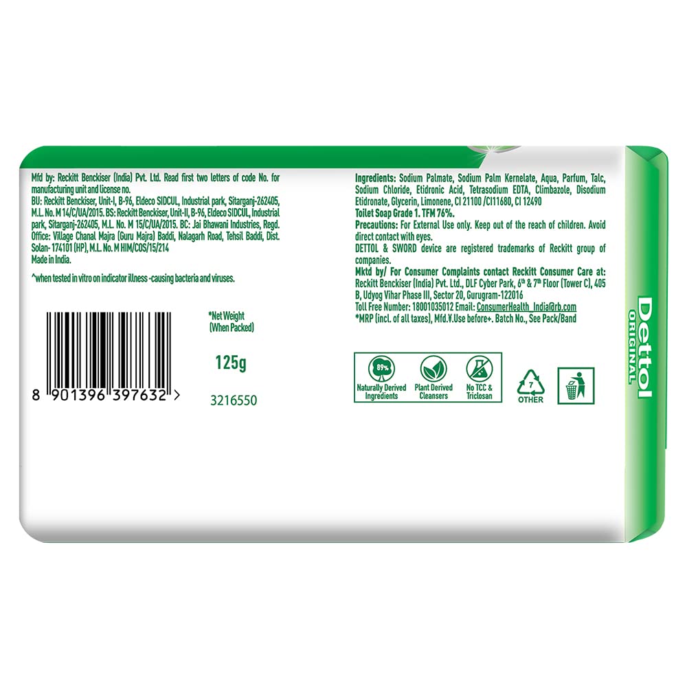 Dettol Jabon Original higiene diaria para toda la familia.