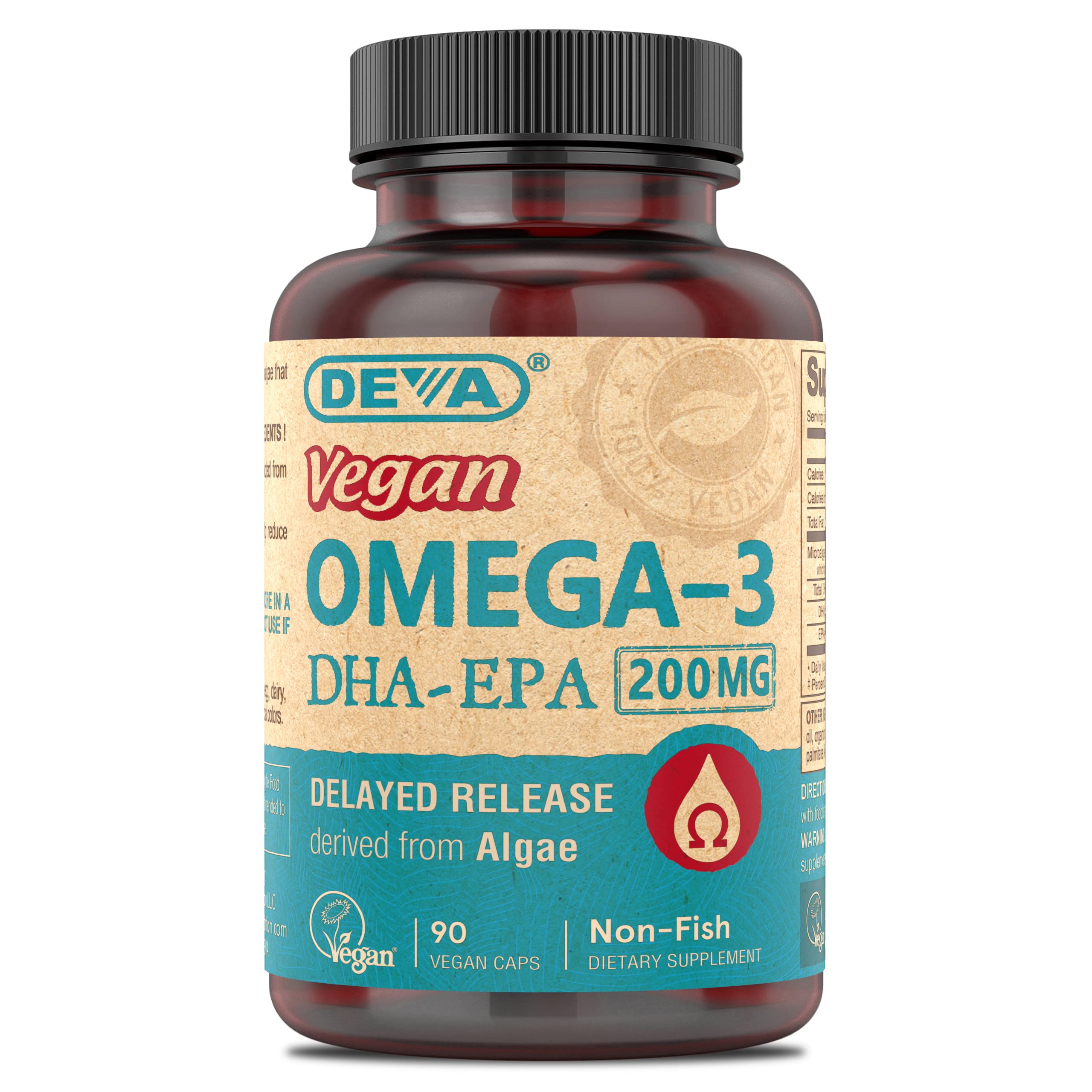 DEVA Omega-3 en botella de cápsulas para uso diario.