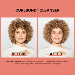 Etiqueta del producto destaca CurlBond y beneficios para definir rizos.